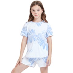 Pattern T- Shirt Pattern Indigo Blue With Palm Leaves Monstera On Dark Summer Tropical T- Shirt Kids  Tee And Sports Shorts Set by maxcute