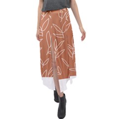 Pattern T- Shirtfloral Leaves Grid Pattern 1 T- Shirt Velour Split Maxi Skirt by maxcute