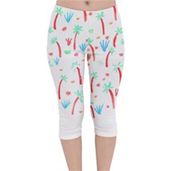 Pattern T- Shirtthe Watercolor Jungle Pattern 2 T- Shirt Velvet Capri Leggings  by maxcute