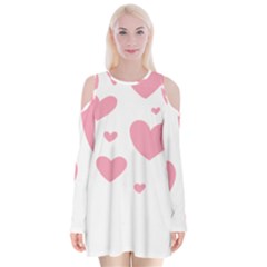 Pink Hearts Pattern T- Shirt Pink And Purple Heart Pattern T- Shirt Velvet Long Sleeve Shoulder Cutout Dress by maxcute