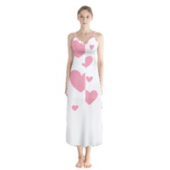 Pink Hearts Pattern T- Shirt Pink And Purple Heart Pattern T- Shirt Button Up Chiffon Maxi Dress by maxcute