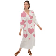 Pink Hearts Pattern T- Shirt Pink And Purple Heart Pattern T- Shirt Grecian Style  Maxi Dress