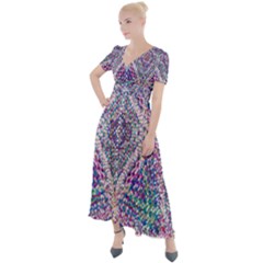 Psychedelic Pattern T- Shirt Psychedelic Pastel Fractal All Over Pattern T- Shirt Button Up Short Sleeve Maxi Dress