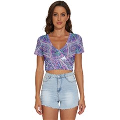 Psychedelic Pattern T- Shirt Psychedelic Pastel Fractal All Over Pattern T- Shirt V-neck Crop Top by maxcute