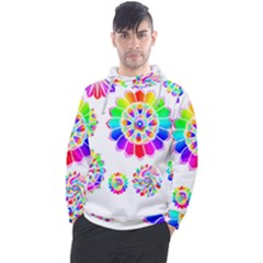 Rainbow Flowers T- Shirt Rainbow Psychedelic Floral Power Pattern T- Shirt Men s Pullover Hoodie by maxcute