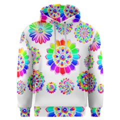 Rainbow Flowers T- Shirt Rainbow Psychedelic Floral Power Pattern T- Shirt Men s Overhead Hoodie by maxcute