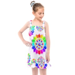 Rainbow Flowers T- Shirt Rainbow Psychedelic Floral Power Pattern T- Shirt Kids  Overall Dress