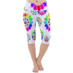 Rainbow Flowers T- Shirt Rainbow Psychedelic Floral Power Pattern T- Shirt Lightweight Velour Cropped Yoga Leggings by maxcute