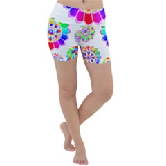 Rainbow Flowers T- Shirt Rainbow Psychedelic Floral Power Pattern T- Shirt Lightweight Velour Yoga Shorts by maxcute