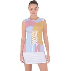 Rainbow T- Shirt Blue Rainbow Arc With Sun T- Shirt Lace Up Front Bodycon Dress by maxcute