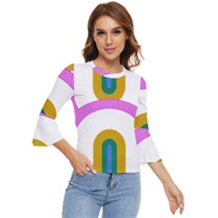 Rainbow T- Shirt Pink Double Rainbow Arc T- Shirt Bell Sleeve Top