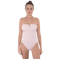 Rectangular Seamless Pattern T- Shirt Rectangular Grid Pattern - Pale Pink T- Shirt Tie Back One Piece Swimsuit