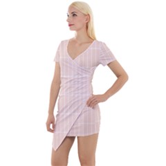 Rectangular Seamless Pattern T- Shirt Rectangular Grid Pattern - Pale Pink T- Shirt Short Sleeve Asymmetric Mini Dress by maxcute