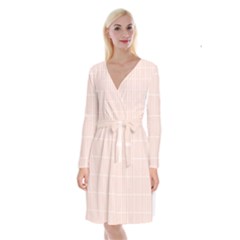 Rectangular Seamless Pattern T- Shirt Rectangular Grid Pattern - Pale Pink T- Shirt Long Sleeve Velvet Front Wrap Dress by maxcute
