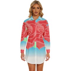 Rose T- Shirt Neotraditional Rose T- Shirt Womens Long Sleeve Shirt Dress