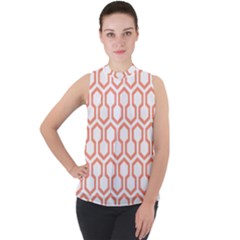 Shining Stephen King T- Shirt Geometric Pattern Looped Hexagons Orange Red Brown Mock Neck Chiffon Sleeveless Top by maxcute