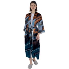 Background Pattern Design Abstract Maxi Satin Kimono