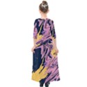 Pink Black And Yellow Abstract Painting Kids  Quarter Sleeve Maxi Dress View2