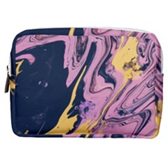 Pink Black And Yellow Abstract Painting Make Up Pouch (medium)