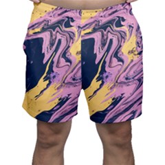 Pink Black And Yellow Abstract Painting Men s Shorts