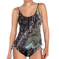 Black Marble Abstract Pattern Texture Tankini Set by Jancukart