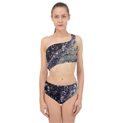 Black Marble Abstract Pattern Texture Spliced Up Two Piece Swimsuit by Jancukart