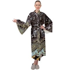 Black Marble Abstract Pattern Texture Maxi Velour Kimono