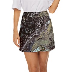 Black Marble Abstract Pattern Texture Mini Front Wrap Skirt