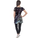 Black Marble Abstract Pattern Texture Puff Sleeve Tunic Top View2