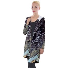 Black Marble Abstract Pattern Texture Hooded Pocket Cardigan by Jancukart