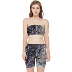 Black Marble Abstract Pattern Texture Stretch Shorts And Tube Top Set by Jancukart