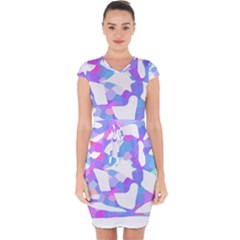 Silhouette Design T- Shirt Silhouette Design Abstract Maze Geometric Abstract Colours T- Shirt Capsleeve Drawstring Dress  by maxcute