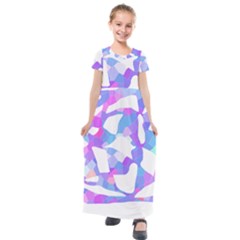 Silhouette Design T- Shirt Silhouette Design Abstract Maze Geometric Abstract Colours T- Shirt Kids  Short Sleeve Maxi Dress by maxcute