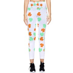 St Patricks Day T- Shirt Green White Orange Shamrock Pattern T- Shirt Pocket Leggings  by maxcute