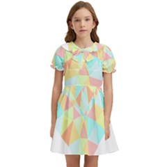 Stained Glass T- Shirt Polygon Geometric Heart Retro T- Shirt Kids  Bow Tie Puff Sleeve Dress by maxcute