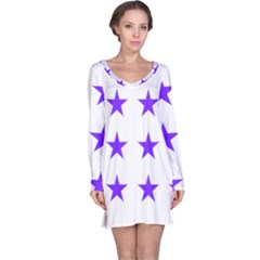 Star Pattern T- Shirt Star Pattern - Purple T- Shirt Long Sleeve Nightdress by maxcute