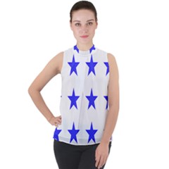 Stars T- Shirt Star Pattern - Dark Blue T- Shirt Mock Neck Chiffon Sleeveless Top by maxcute