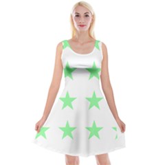 Stars T- Shirt Star Pattern - Green T- Shirt Reversible Velvet Sleeveless Dress