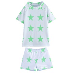 Stars T- Shirt Star Pattern - Green T- Shirt Kids  Swim Tee And Shorts Set by maxcute