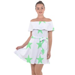 Stars T- Shirt Star Pattern - Green T- Shirt Off Shoulder Velour Dress by maxcute