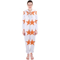 Stars T- Shirt Star Pattern - Orange T- Shirt Hooded Jumpsuit (ladies)