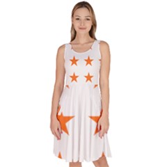 Stars T- Shirt Star Pattern - Orange T- Shirt Knee Length Skater Dress With Pockets by maxcute