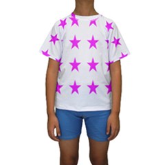 Stars T- Shirt Star Pattern - Pink T- Shirt Kids  Short Sleeve Swimwear