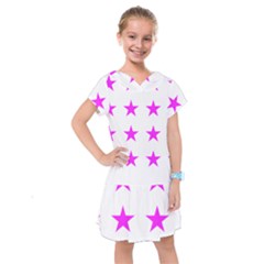 Stars T- Shirt Star Pattern - Pink T- Shirt Kids  Drop Waist Dress