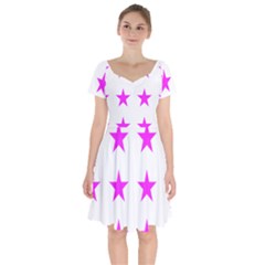 Stars T- Shirt Star Pattern - Pink T- Shirt Short Sleeve Bardot Dress