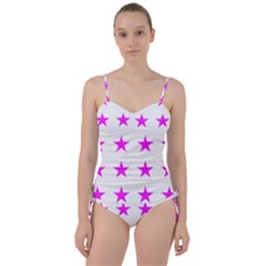 Stars T- Shirt Star Pattern - Pink T- Shirt Sweetheart Tankini Set