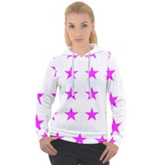 Stars T- Shirt Star Pattern - Pink T- Shirt Women s Overhead Hoodie