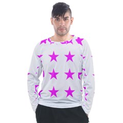 Stars T- Shirt Star Pattern - Pink T- Shirt Men s Long Sleeve Raglan Tee