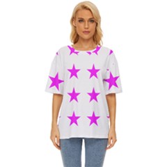 Stars T- Shirt Star Pattern - Pink T- Shirt Oversized Basic Tee