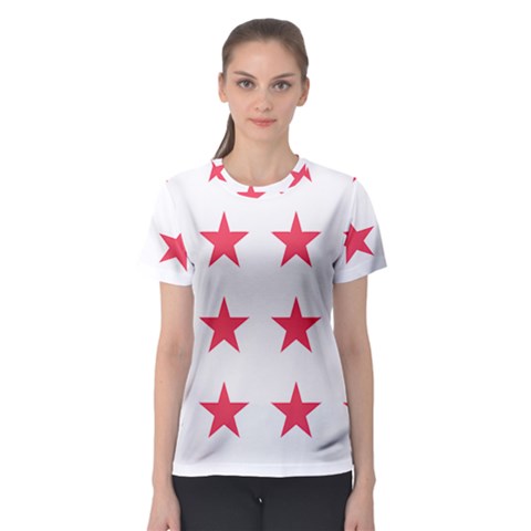 Stars T- Shirt Star Pattern - Red T- Shirt Women s Sport Mesh Tee by maxcute